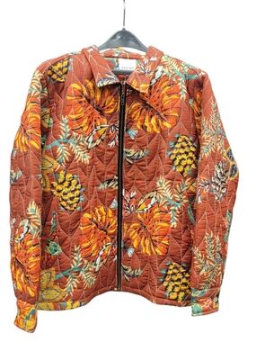 NWT Raga Man Balvan Quilted Full Zip Jacket Discontinued Plant Print Large